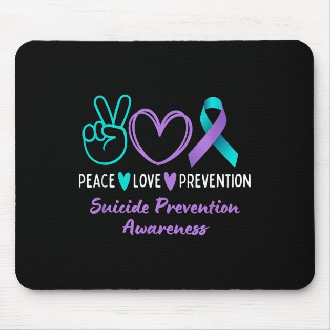 Peace Love Prevention Suicide Awareness Teal Purpl Mouse Mat (Front)