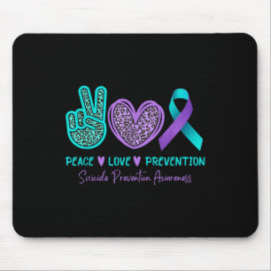 Peace Love Prevention Suicide Awareness Teal Purpl Mouse Mat