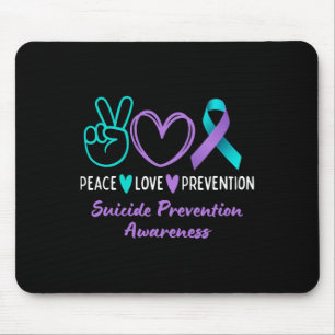 Peace Love Prevention Suicide Awareness Teal Purpl Mouse Mat