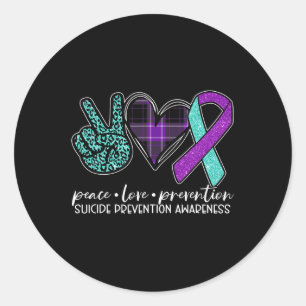 Peace Love Prevention Suicide Prevention Awareness Classic Round Sticker