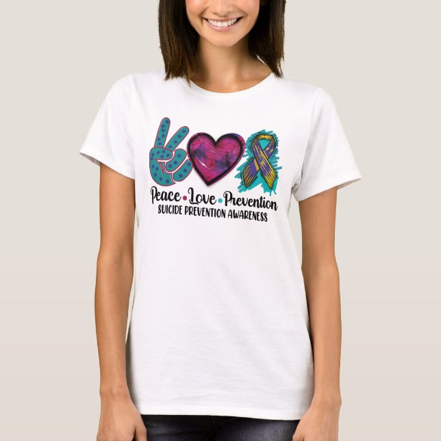 Peace Love Prevention Suicide Prevention Awareness T-Shirt (Front)