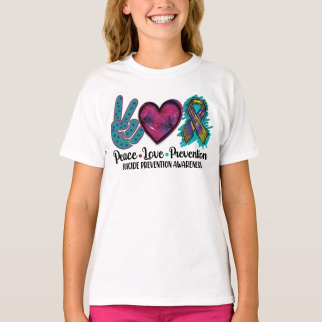 Peace Love Prevention Suicide Prevention Awareness T-Shirt (Front)