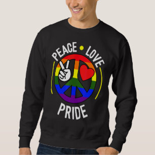 Peace Love Pride Lgbt Q Cool Gay Rainbow Flag Colo Sweatshirt