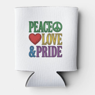 Peace Love Pride Vintage Engraving Vector Design_1 Can Cooler