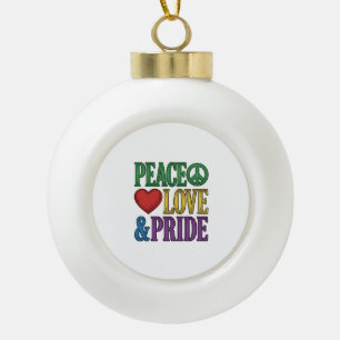 Peace Love Pride Vintage Engraving Vector Design_1 Ceramic Ball Christmas Ornament