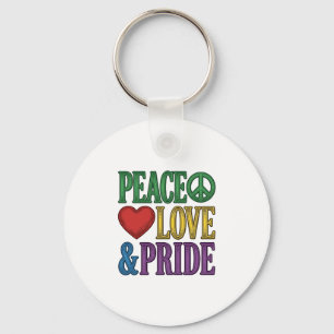 Peace Love Pride Vintage Engraving Vector Design_1 Key Ring