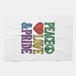 Peace Love Pride Vintage Engraving Vector Design_1 Tea Towel