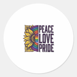 Peace Love Pride Vintage Flower Vector Shirt_1 Classic Round Sticker