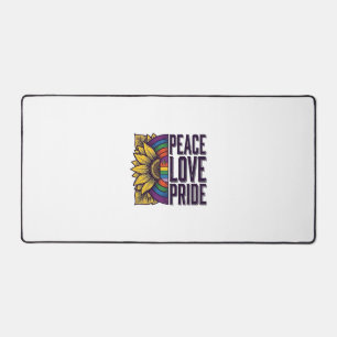 Peace Love Pride Vintage Flower Vector Shirt_1 Desk Mat