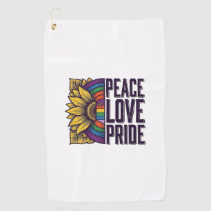 Peace Love Pride Vintage Flower Vector Shirt_1 Golf Towel