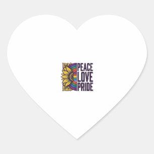 Peace Love Pride Vintage Flower Vector Shirt_1 Heart Sticker