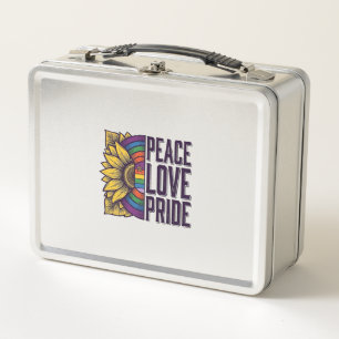 Peace Love Pride Vintage Flower Vector Shirt_1 Metal Lunch Box