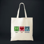 Peace Love Proctology Tote Bag<br><div class="desc">A cool proctologist gift for a colourectal surgeon who handles proctology patients in their business or practice. This colourectal surgery design features a peace sign,  heart,  and human colon. Peace Love Proctology.</div>