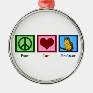 Peace Love Professor Metal Tree Decoration