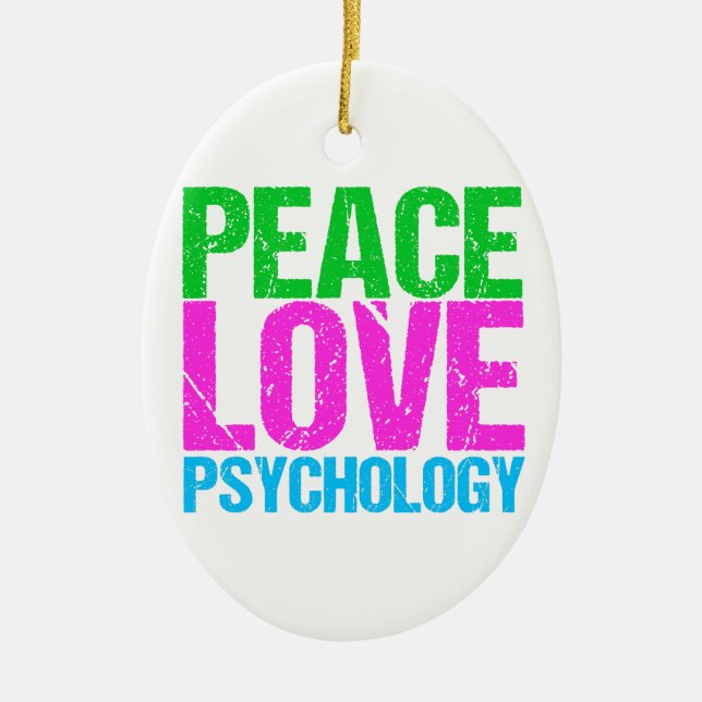Peace Love Psychology Cute Ceramic Tree Decoration (Front)