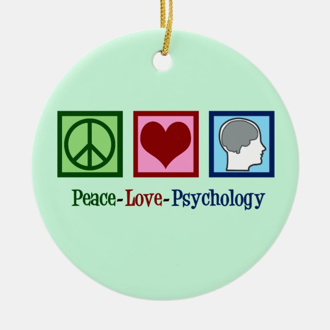 Peace Love Psychology Cute Psychologist Ceramic Tree Decoration (Front)
