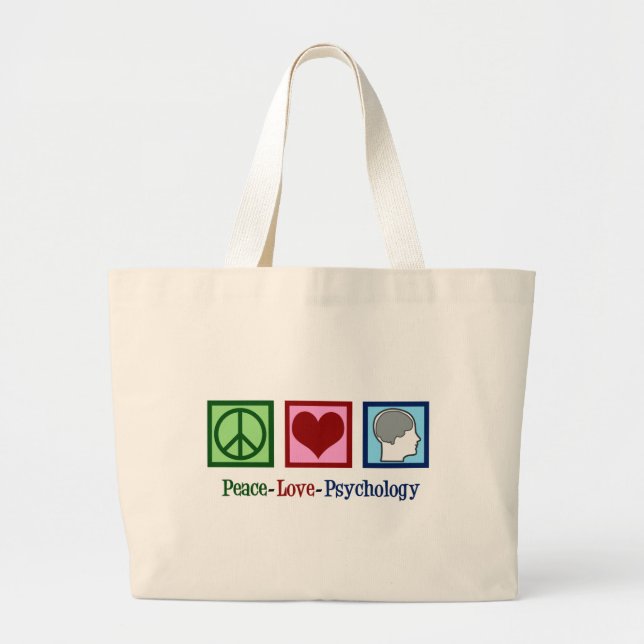 Peace Love Psychology Cute Psychologist Large Tote Bag (Front)