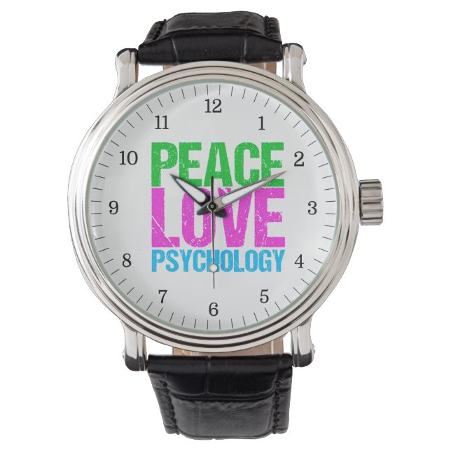 Peace Love Psychology Cute Watch (Front)