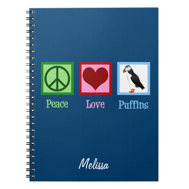 Peace Love Puffins Notebook (Front)