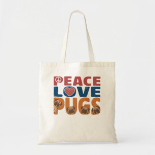 Peace Love Pug Dog Lover For Women Men, Pet Lover, Tote Bag