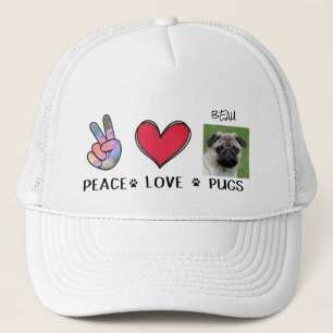 Peace Love Pug Dog Lovers Trucker Hat