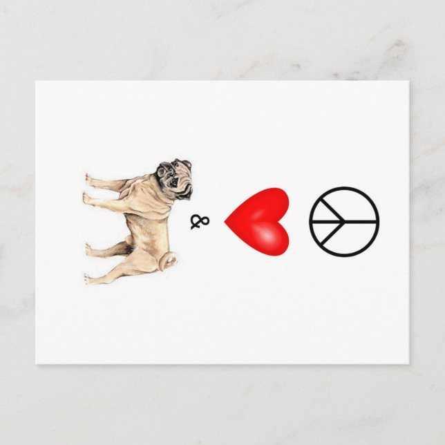 Peace, Love & Pug Postcard (Front)