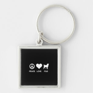 Peace Love Pug Pug Dog Lovers Gift Key Ring