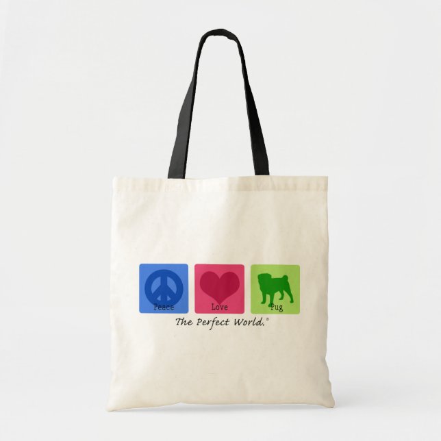 Peace Love Pug Tote Bag (Front)