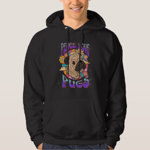Peace Love Pugs Dog Pug Mom Dog Mom Retr Hoodie