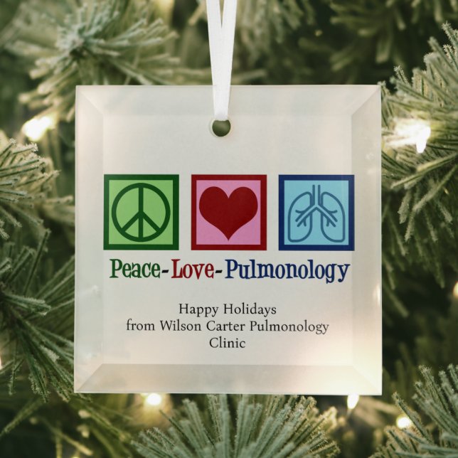 Peace Love Pulmonology Customisable Christmas Glass Tree Decoration (Insitu)