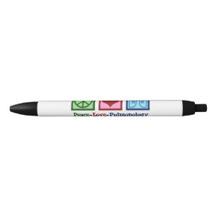 Peace Love Pulmonology Customisable Pulmonologist Black Ink Pen
