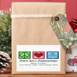 Peace Love Pulmonology Customisable Pulmonologist Rectangular Sticker<br><div class="desc">Peace Love Pulmonology holiday gift stickers. A cool pulmonologist Christmas sticker for a pulmonology doctor or nurse with a peace sign,  heart,  and lungs. A great design for a pulmonary specialist who treats asthma and other respiratory issues.</div>