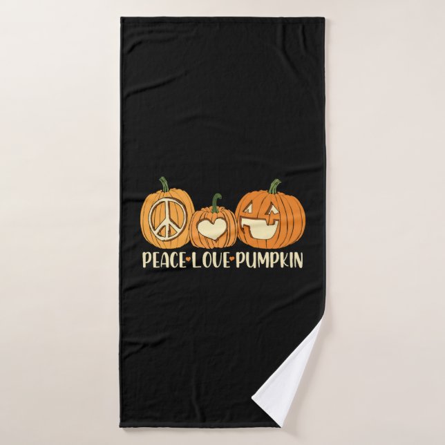 Peace Love Pumpkin Halloween Bath Towel (Bath Towel)