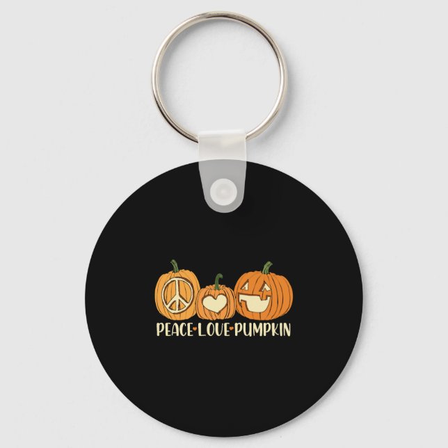 Peace Love Pumpkin Halloween Key Ring (Front)