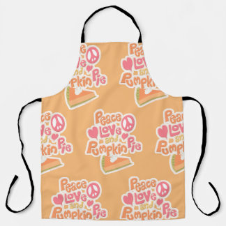 Peace Love Pumpkin Pie Fun Cartoon Pie Motto Apron