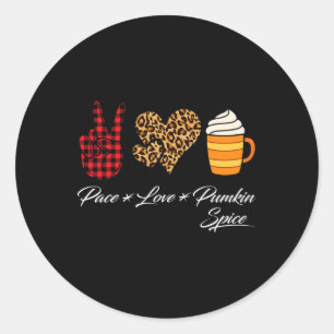 Peace Love Pumpkin Spice Fall Thanksgiving Hallowe Classic Round Sticker