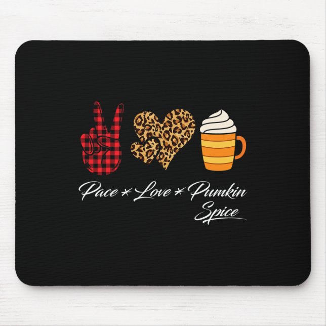 Peace Love Pumpkin Spice Fall Thanksgiving Hallowe Mouse Mat (Front)
