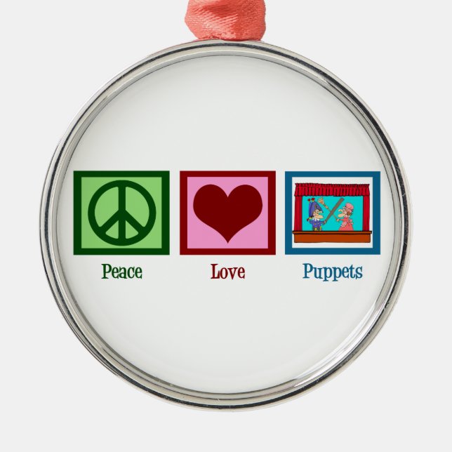 Peace Love Puppets Metal Tree Decoration (Front)