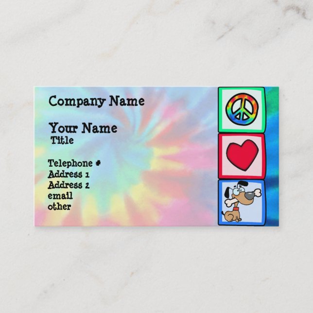Peace, Love, Puppy Dogs Business Card (Front)