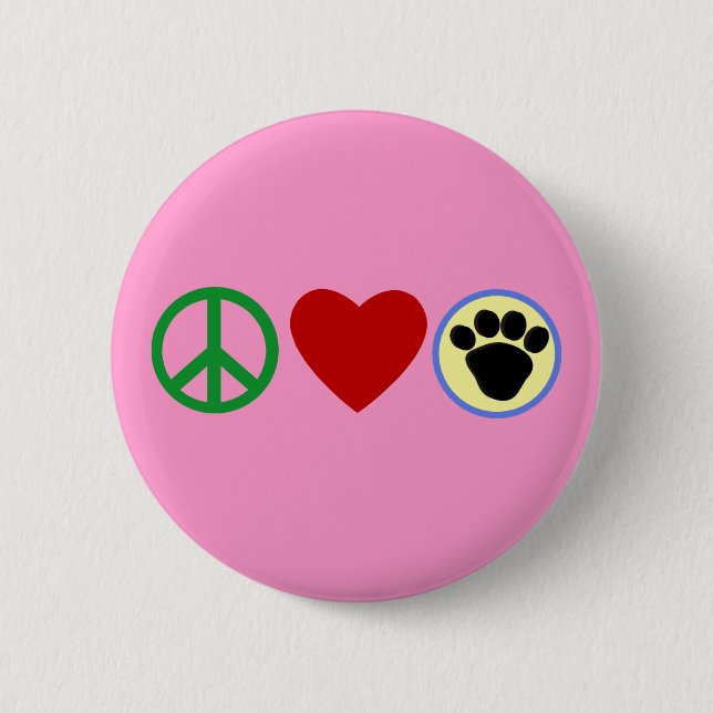 Peace Love Puppy Paws T shirts, Gifts 6 Cm Round Badge (Front)