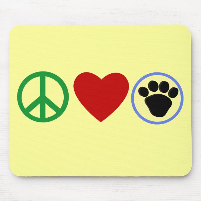 Peace Love Puppy Paws T shirts, Gifts Mouse Mat (Front)
