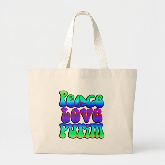Peace Love Purim Large Tote Bag (Front)