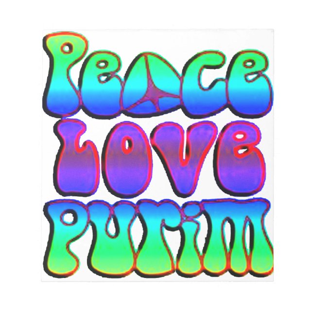 Peace Love Purim Notepad (Front)