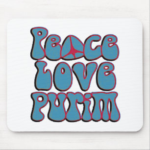 Peace Love Purim.png Mouse Mat