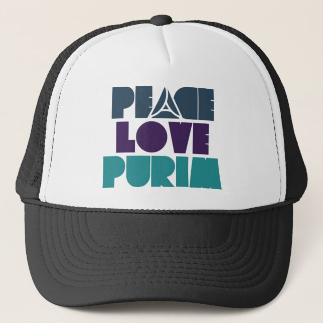 Peace Love Purim Trucker Hat (Front)