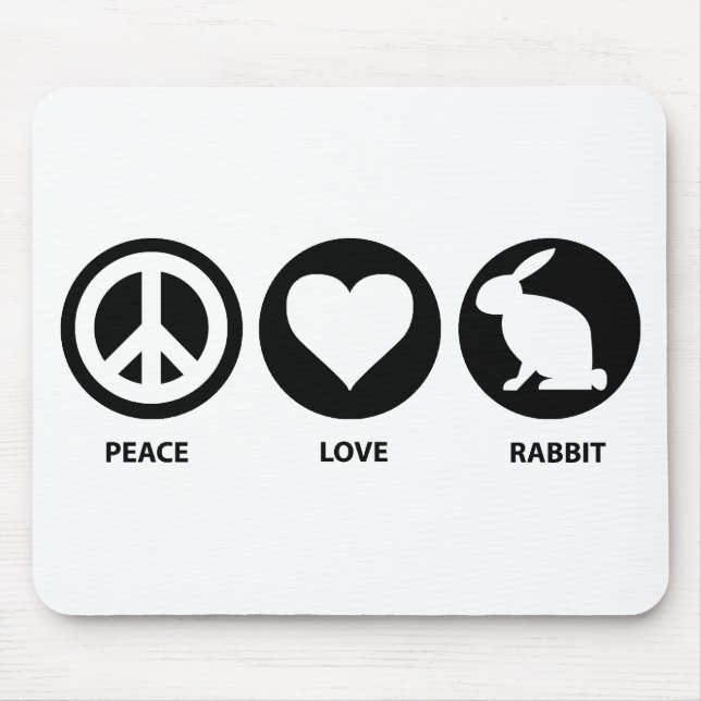 Peace Love Rabbit Mouse Mat (Front)