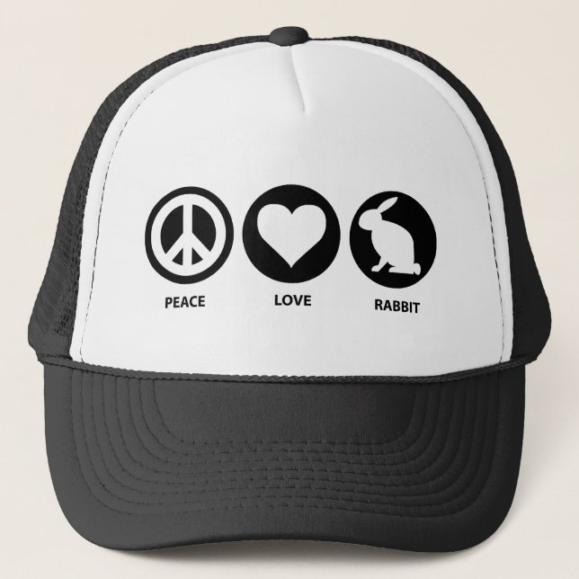 Peace Love Rabbit Trucker Hat (Front)