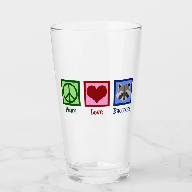 Peace Love Raccoons Glass (Front)