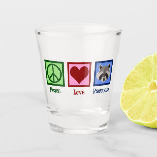 Peace Love Raccoons Shot Glass