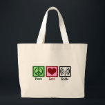 Peace Love Radio Large Tote Bag<br><div class="desc">If you love radios more than anything and always are trying to get a signal,  you will love this design.</div>